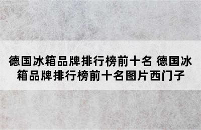 德国冰箱品牌排行榜前十名 德国冰箱品牌排行榜前十名图片西门子